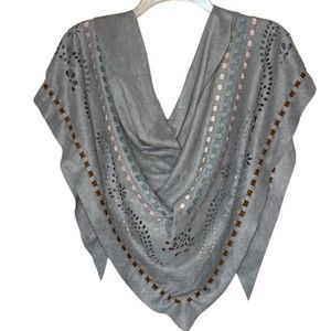 Do Everything In Love Gray Suede Wrap Shawl OSFA